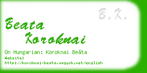 beata koroknai business card